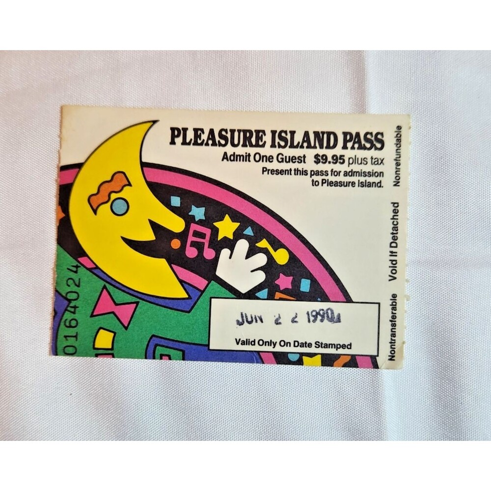 Vintage 1990 Walt Disney World Pleasure Island Admission Pass Ticket Stub